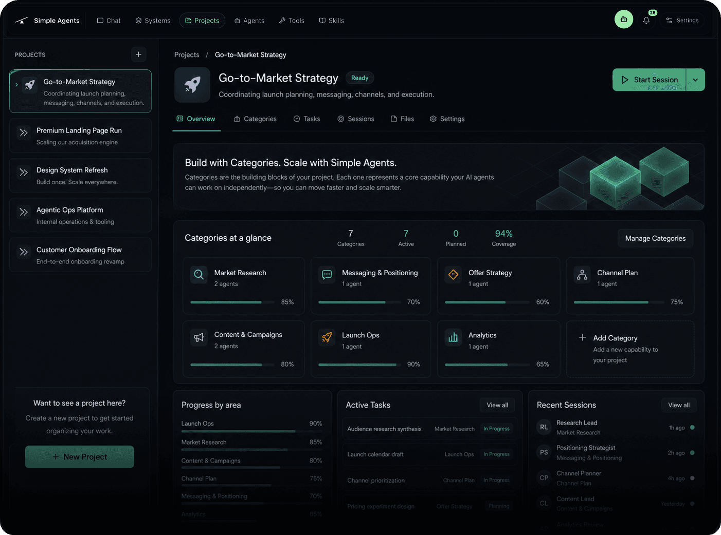 Simple Agents dashboard screenshot