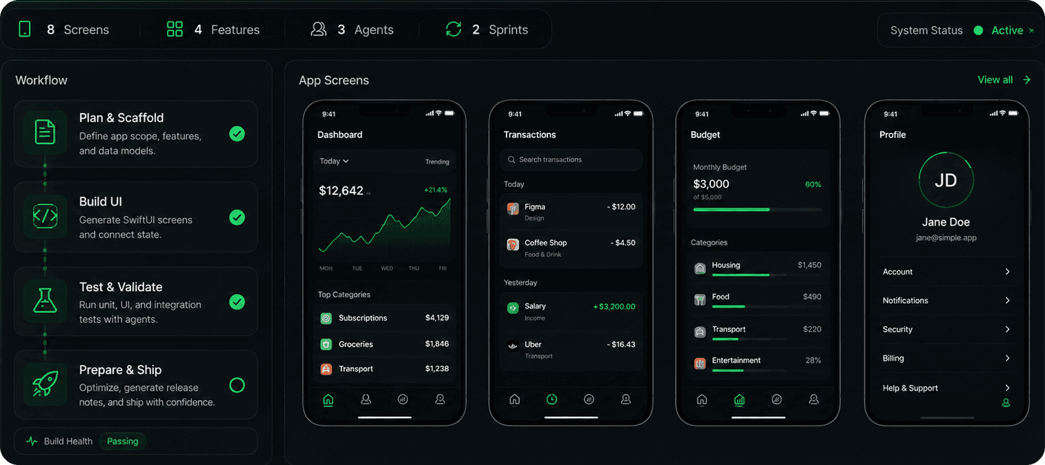 iOS App System dashboard preview